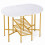 Oval Folding Table with Shelves, Metal Frame, White 3