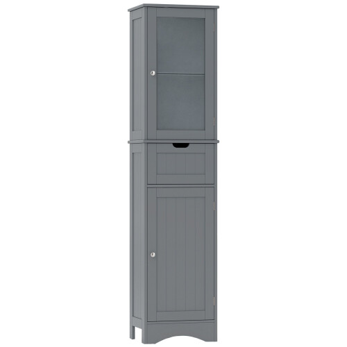 Tall Floor Storage Cabinet with Adjustable Shelves, Gray 1