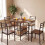 Oval Folding Dining Table with Shelves, Metal Frame, Brown 7