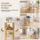 Oval Folding Table with Shelves, Metal Frame, White 8
