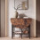 Oval Folding Dining Table with Shelves, Metal Frame, Brown 2