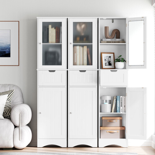 Tall Floor Storage Cabinet, 2 Doors, 1 Drawer, MDF, 67" 2