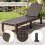 Adjustable Rattan-Look Sun Lounger, Brown, 150kg Capacity 6