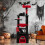Gothic Cat Tree with Plush Perch, Scratching Posts, Black & Red 6