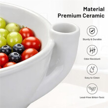 Tazón de Cerámica con Diseño de Remolino para Frutas, Colador Perforado para Drenar Frutas con Diseño de Enjuague para Encimera de Cocina