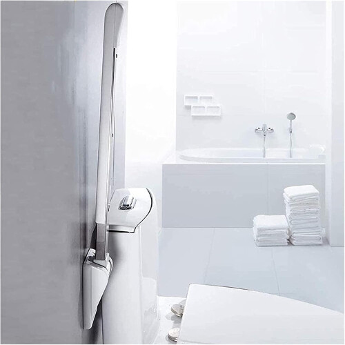Wallmounted grab bar with armrest, foldable and dropdown toilet support rails 2