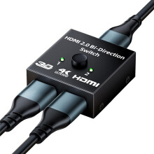 HDMI Switch,4K@60hz HDMI Splitter, HDMI Switcher 2 in 1 Out, HDMI 2.0 BiDirectional Switch HDMI to HDMI