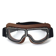 Vintage Goggles Motorcycle Goggles Leather Glasses Folding Goggles 3Colour Leather 4Colour Lens (Colour: 1)