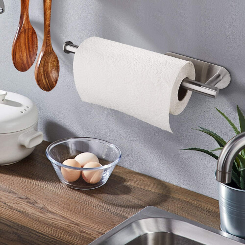 Kitchen Roll Holder Wall Without Drilling, Practical Roll Holder Kitchen Brushed Stainless Steel, Cake Roll Holder, Kitchen Roll Holder Silver 33.6CM 2