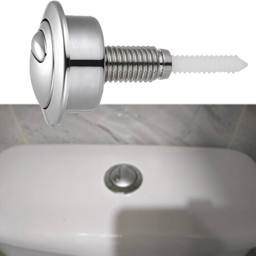 WC button, dual flush, toilet cistern, pushbutton installation, replacement (silver), silvercolored 1