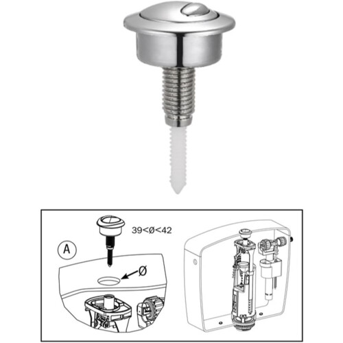 WC button, dual flush, toilet cistern, pushbutton installation, replacement (silver), silvercolored 2