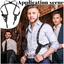 Shoulder Holster, Adjustable Vertical Chest Holster Leather Shoulder Holster for Concealed Carrying for Outdoor Activities Black