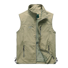 Men's Outdoor Vest Lightweight QuickDrying Fishing Vest Lightweight Safari Vest Multifunctional Vest Breathable Fishing Vest Men Khaki L