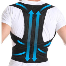 S5XL Plus Size Posture Corrector Back Support Belt for Women Men (Black)