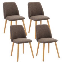 (Mocha Brown, Set of 4) Fabric Dining Chairs with Wooden Legs - GOEURVANT