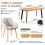 (Set of 7)Dining Table and Chairs Set Rectangular Wooden Table with 6 Upholstered Armchairs 2
