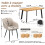 (Set of 5)Dining Table and Chairs Set, Rectangular Wooden Table with 4 Beige Armchairs 3