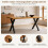 (Set of 5)Dining Table and Chairs Set, Rectangular Wooden Table with 4 Beige Armchairs 4