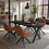 (Set of 5)Dining Table and Chairs Set, Rectangular Wooden Table with 4 Brown Armchairs 5