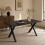 (Black Oak ) Dining Table, Wooden Rectangular Kitchen Table with Sturdy Metal Legs 1