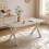 (Travertine) Dining Table, Wooden Rectangular Kitchen Table with Sturdy Metal Legs 1