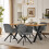 (Set of 5)Dining Table and Chairs Set, Rectangular Wooden Table with 4 Gray Armchairs 1
