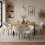(Set of 7)Dining Table and Chairs Set, Rectangular Wooden Table with 6 Beige Armchairs 1