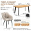 (Set of 7)Dining Table and Chairs Set, Rectangular Wooden Table with 6 Beige Armchairs 3