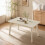 (Travertine) Dining Table, Wooden Rectangular Kitchen Table with Sturdy Metal Legs 1
