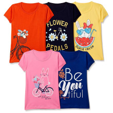 T2F Mädchen Einfarbig Regular Fit T-Shirt 5er Pack (GLS-TSRT-01_Multicolor 4_13 Jahre-14 Jahre)