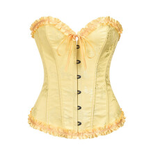 Corset for Women, Halloween Costume Bustier Body Shaper Wear Sexy Lingerie Christmas Tied Waist Steampunk Push Up Evening Party XS Yellow
