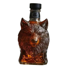 Animal Whiskey Decanter Wine Carafe Unique Fun Clear Glass Liquid Bottle Men's Gift for Club Bar Hotel Home Decoration, Wolf Ref: 1784
