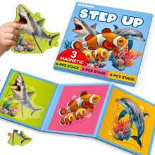 (Ocean) QUOKKA Magnetic Puzzles for Toddlers 2-3 - 3 Puzzles in One Book - Safari, Pets & Ocean Travel Toy
