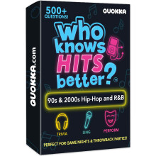 (Hits - R&B) QUOKKA Music Trivia Card Game for Adults - 90s & 2000s Hip Hop & R&B - 500+ Question Party Game