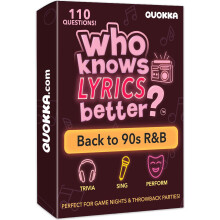 (Lyrics - R&B Extended) QUOKKA Music Trivia Card Game for Adults - 90s & 2000s Hip Hop & R&B - 500+ Question Party Game