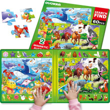 (Ocean & Forest) QUOKKA Magnetic Puzzles for Kids Ages 3-5 - 2 x 60 Piece Search & Find Puzzle Book - Travel Toy