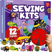 (Bugs) QUOKKA Sewing Kit for Kids Ages 8-12 - Felt Craft Kit Makes 12 Toys - Safari, Ocean, Dino & Bugs