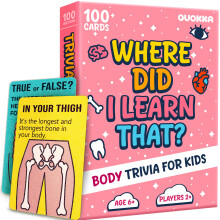 (Human Body) QUOKKA Trivia Card Games for Kids 6-8 - 100 Cards - World, Space, Human Body & History Quiz Set