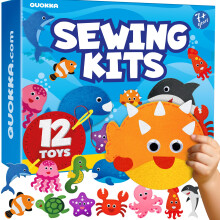(Ocean) QUOKKA Sewing Kit for Kids Ages 8-12 - Felt Craft Kit Makes 12 Toys - Safari, Ocean, Dino & Bugs