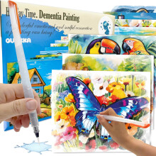 (Tropics) QUOKKA Dementia Activities for Adults - Water Painting Set for Seniors - 10 Pictures & Brush Included