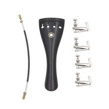 3in1 Violin Tailpiece Ebony Nylon String Fine Tuners Replacement for Size 4/3 4/4 Strong