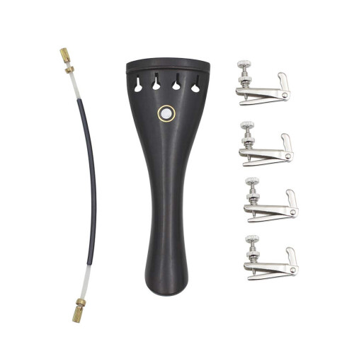 3in1 Violin Tailpiece Ebony Nylon String Fine Tuners Replacement for Size 4/3 4/4 Strong