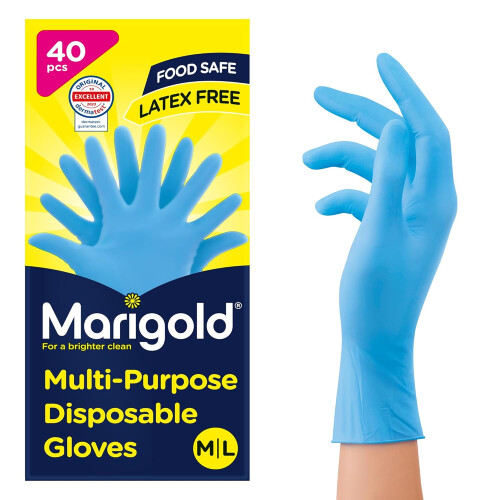 Marigold Multi Purpose Disposable Gloves Blue 40 Pack