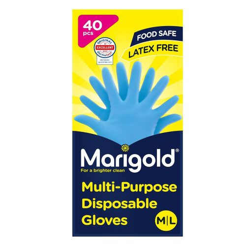 Marigold Multi Purpose Disposable Gloves Blue 40 Pack 1