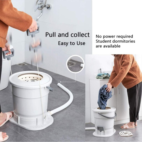 Spin Dryer for Clothes, Manual Hand Operated Camping Drying Machine  Space Saving Flats Design  Easy Laundry Solution White 1