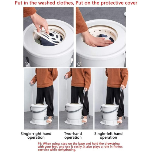 Spin Dryer for Clothes, Manual Hand Operated Camping Drying Machine  Space Saving Flats Design  Easy Laundry Solution White 2