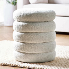 HAILEY STORAGE STOOL - IVORY BOUCLE