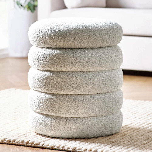 HAILEY STORAGE STOOL - IVORY BOUCLE