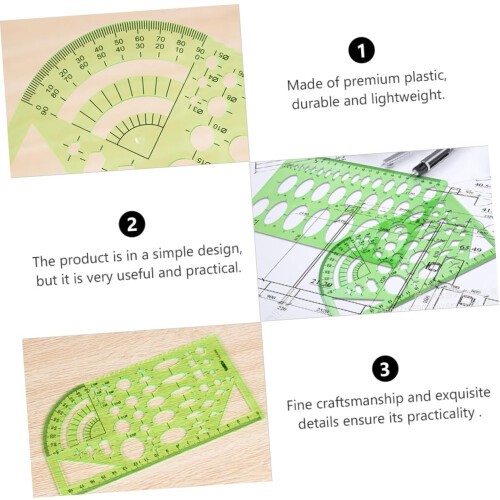 11Piece Geometric Drawing Template Set Transparent Plastic Ruler 2