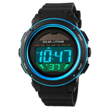 Women Solar Power Watch LED Sport Watches Digital Wrist Watch Blue